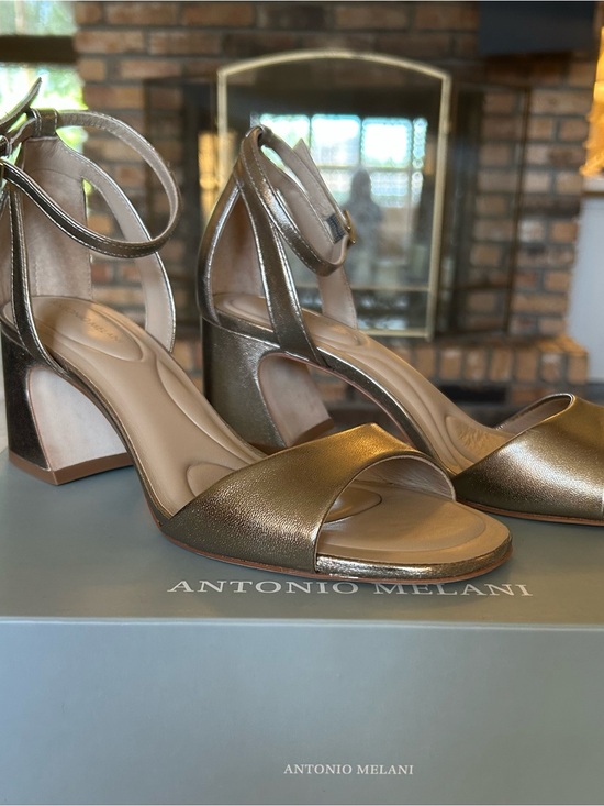 ANTONIO MELANI Shoes - ANTONIO MELANI Metallic Gold Block Heel Sandals